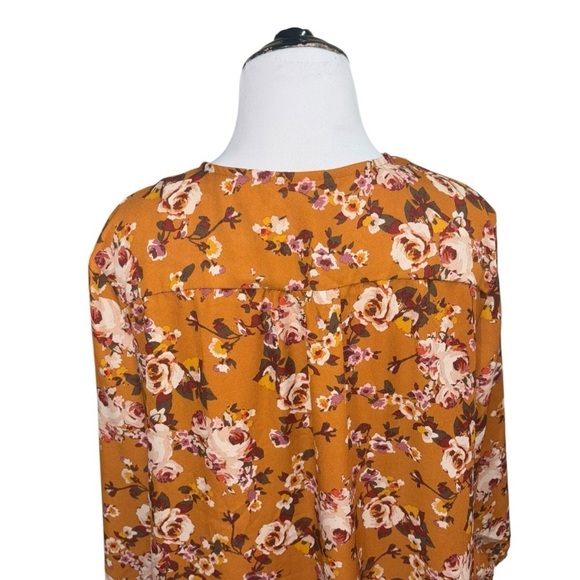 Zac & Rachel Women's L Large Faux Wrap Blouse Top Asian Inspired Cherry Blossom - Picture 6 of 7